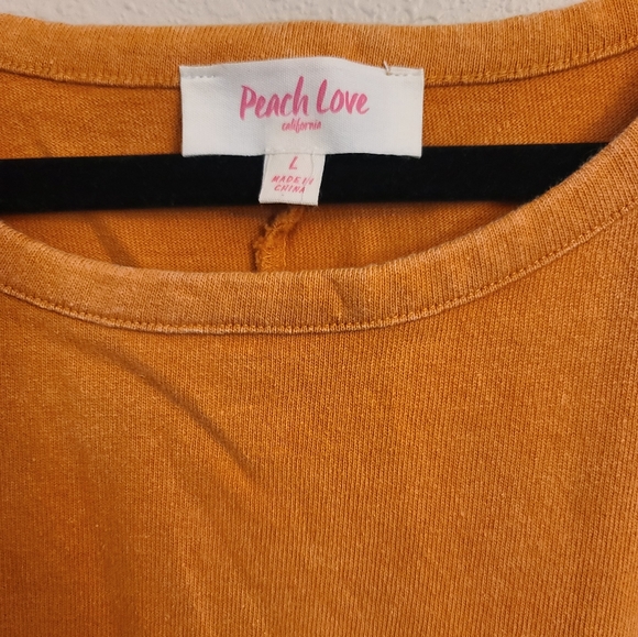 NWOT Peach Love round neck contrast oversized top sz L , rust - Picture 6 of 8
